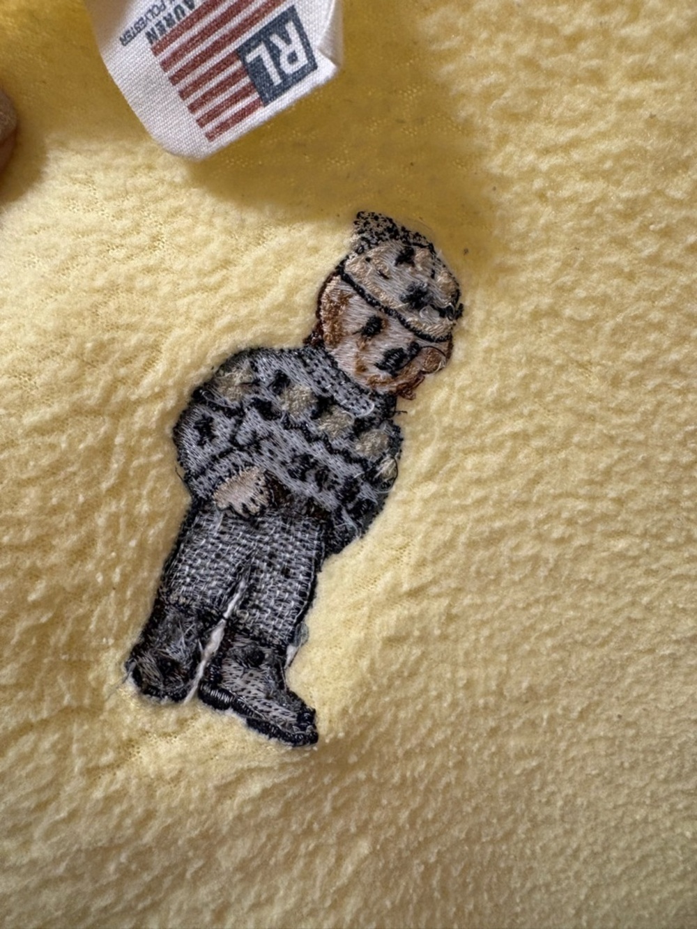 Ralph Lauren RL Teddy Bear Yellow Fleece Throw Blanket 50x68 - Picture 9 of 13